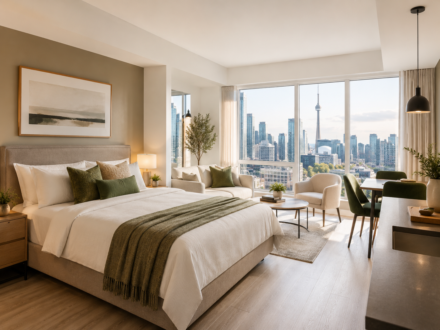 Modern furnished short-stay suite with city views